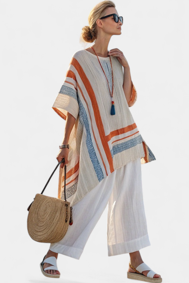 Loredana - Asymmetric Linen Trouser Set