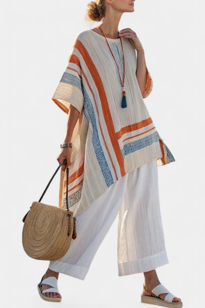 Loredana - Asymmetric Linen Trouser Set