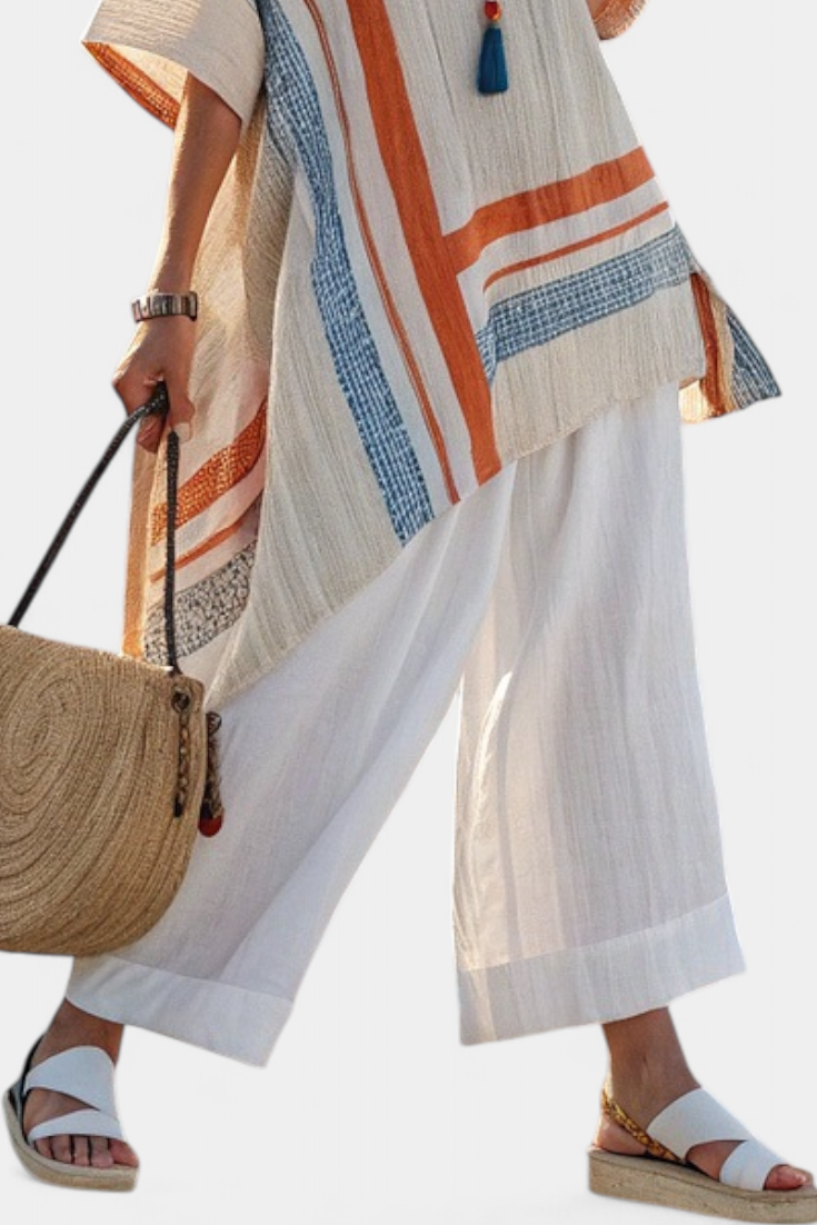 Loredana - Asymmetric Linen Trouser Set