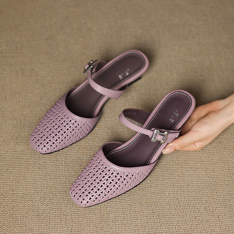Ovia Genuine Leather Mules