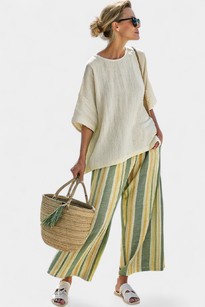 Caterina - Striped Linen Trouser Set