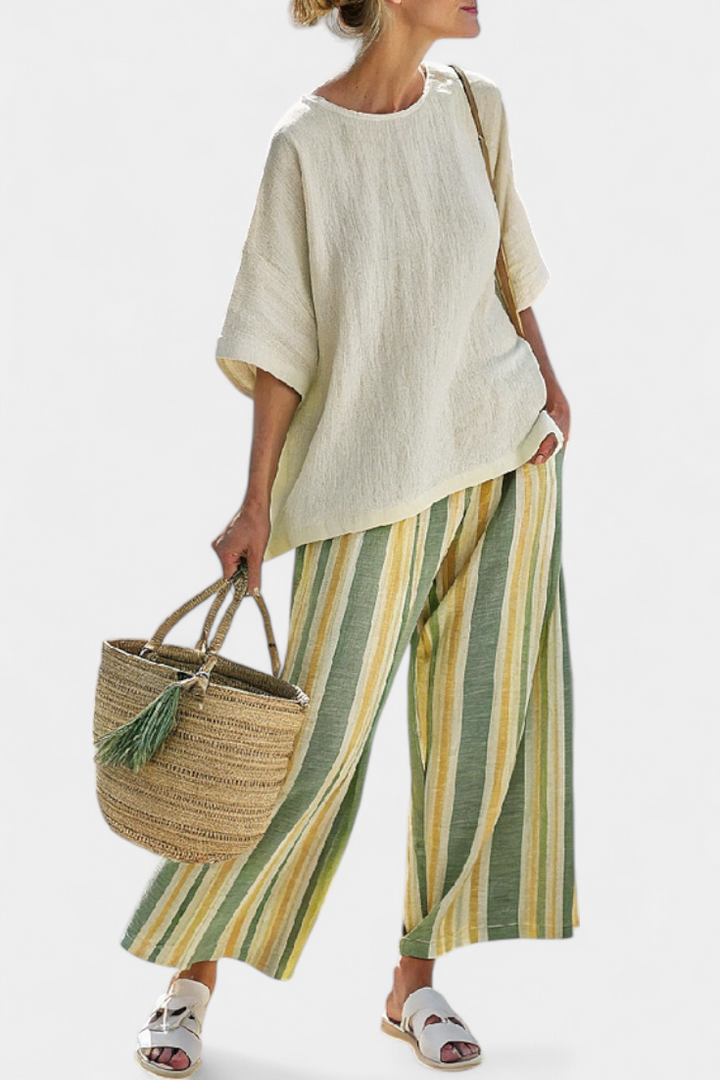 Caterina - Striped Linen Trouser Set