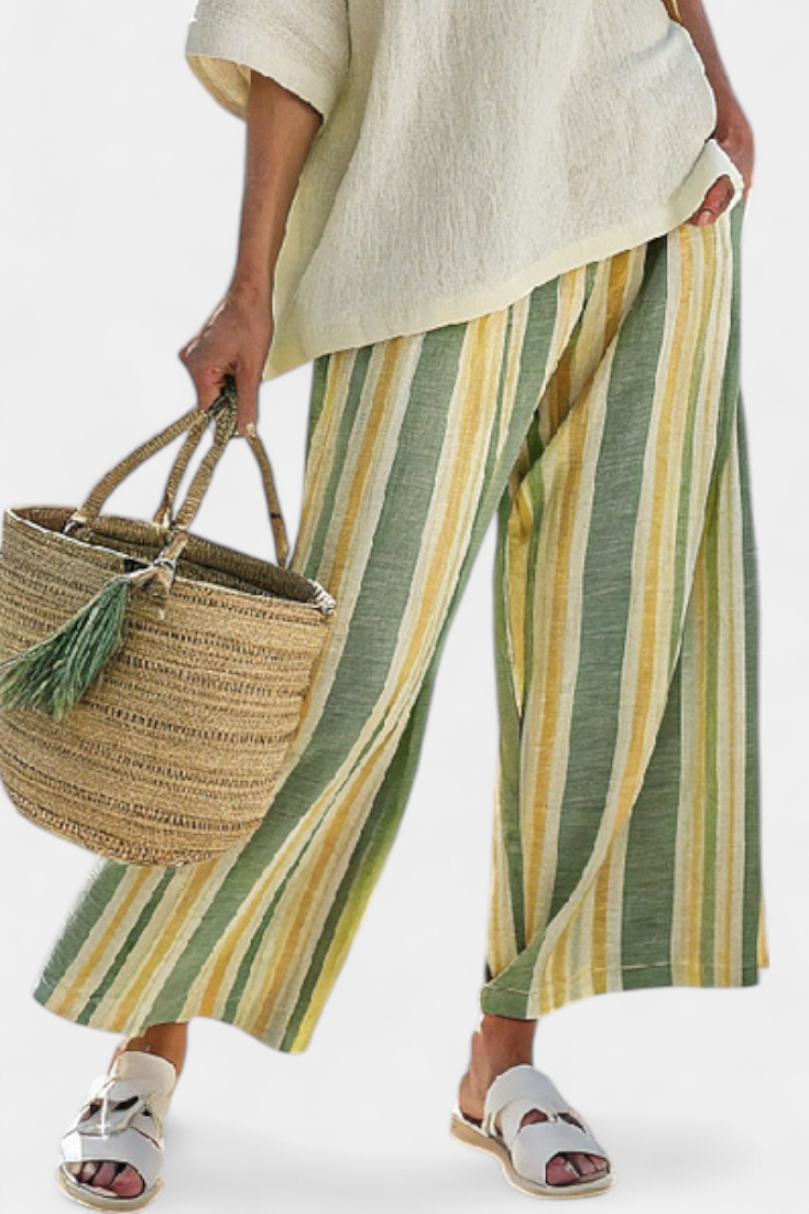 Caterina - Striped Linen Trouser Set