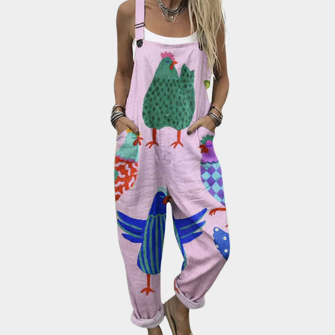 Comfortable Printed Overalls