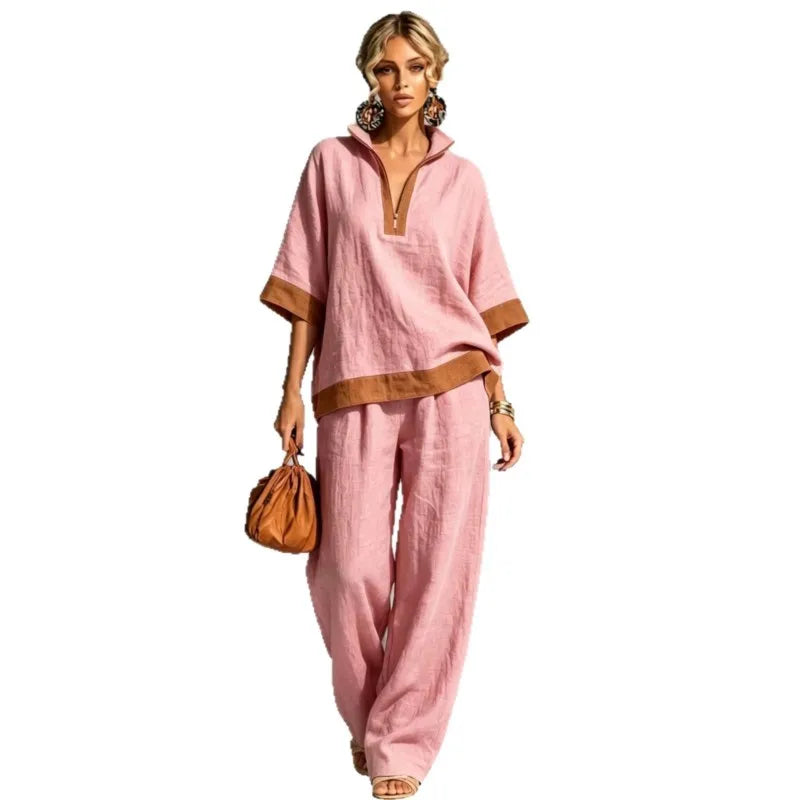 Women's Vintage Linen-Look Co-ord Set