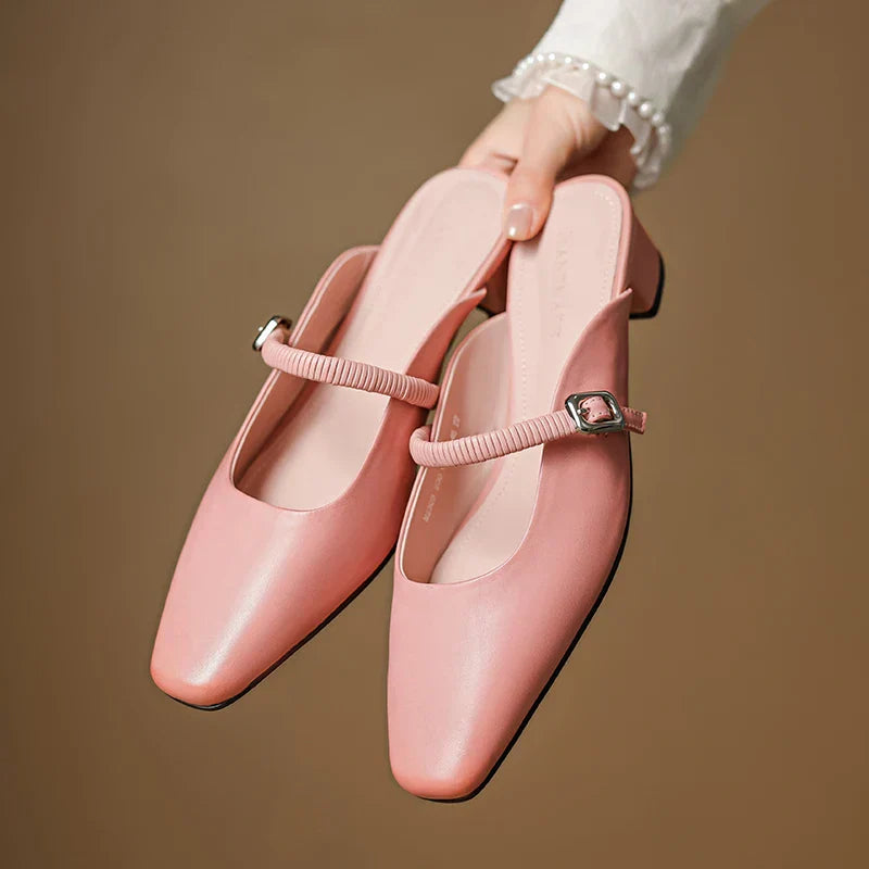 Kera Genuine Leather Mary Jane Mules
