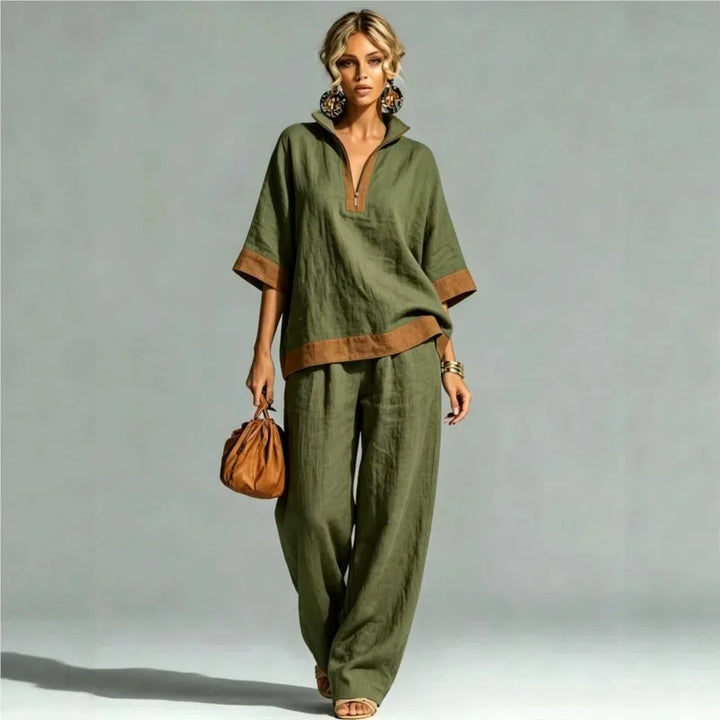 Women's Vintage Linen-Look Co-ord Set