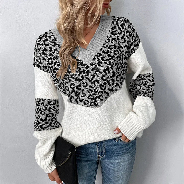 Gabriela | Elegant V-neck Sweater Leopard