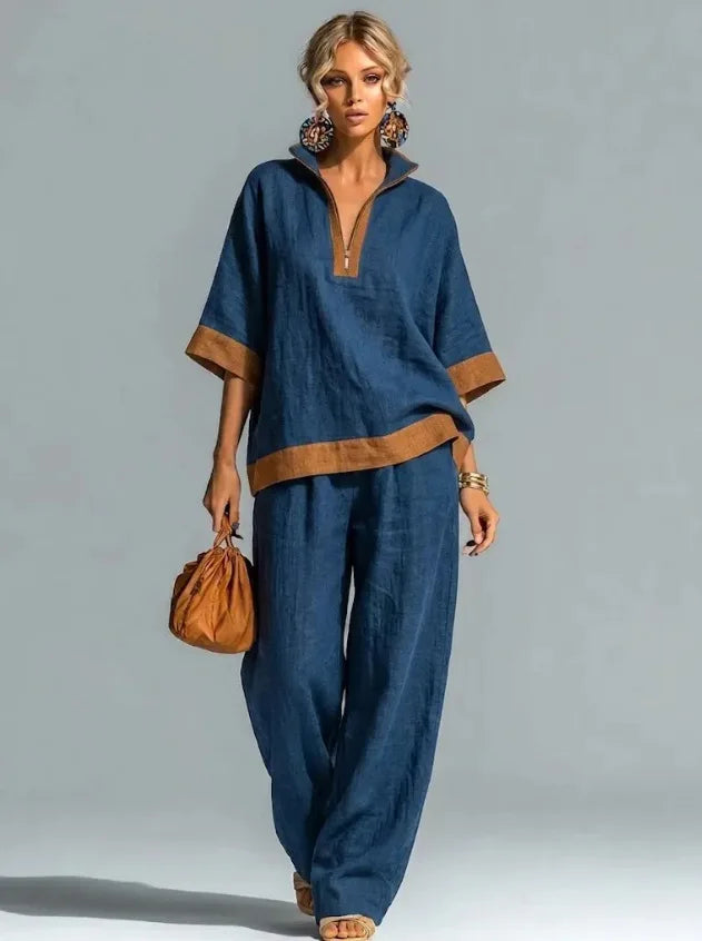 Women's Vintage Linen-Look Co-ord Set