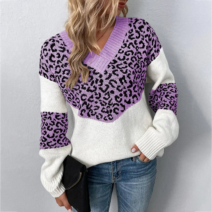 Gabriela | Elegant V-neck Sweater Leopard