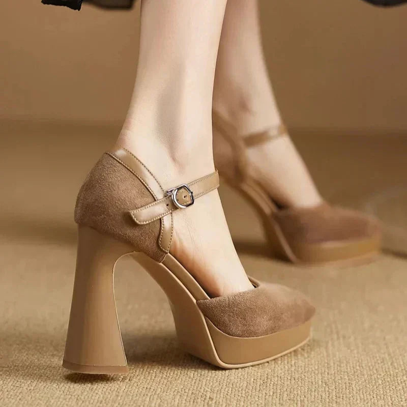 Aurore | Women's Platform Block Heel Pumps Ankle Strap High Heels