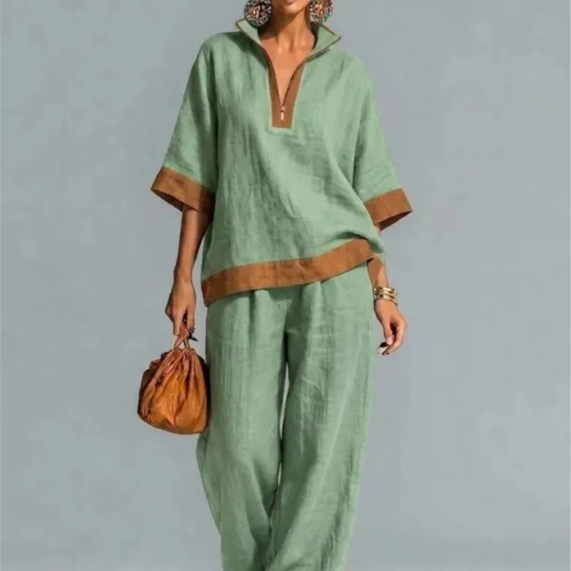Women's Vintage Linen-Look Co-ord Set