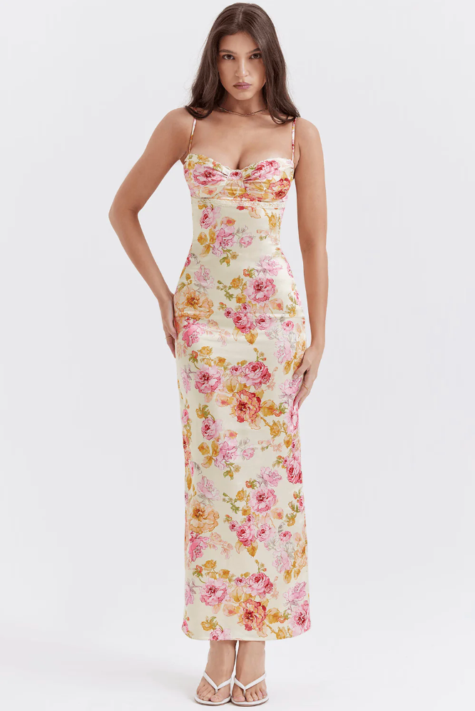 Katherine | Women's Wedding Guest Floral Spaghetti Strap Dress