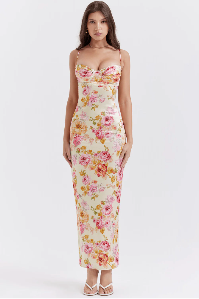 Katherine | Women's Wedding Guest Floral Spaghetti Strap Dress