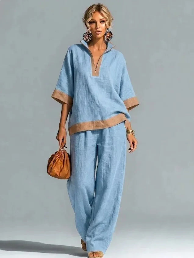 Women's Vintage Linen-Look Co-ord Set