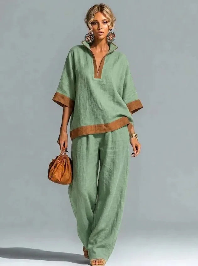 Women's Vintage Linen-Look Co-ord Set