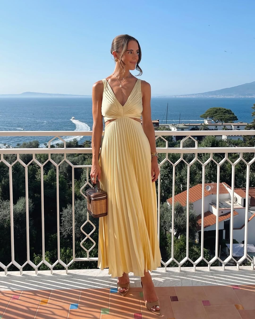 Elle | Women's Wedding Guest V-Neck Maxi Dress Evening