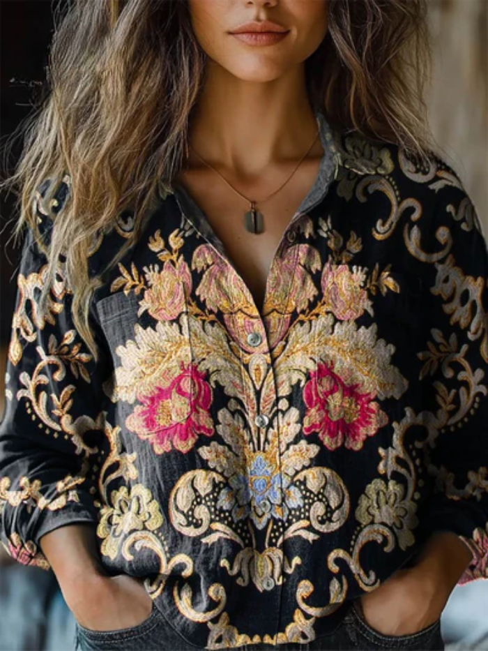 Maria™ | Vintage Floral-Print Blouse