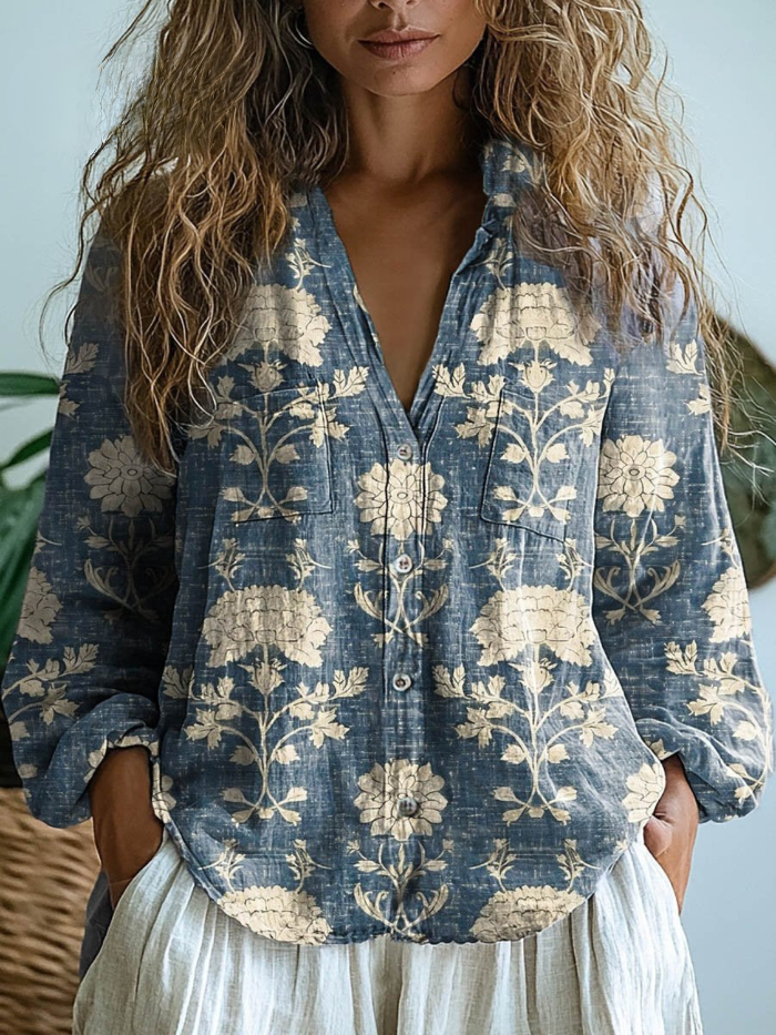 Elin™ | Vintage Floral-Print Blouse