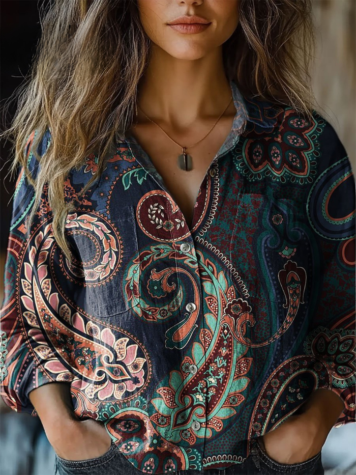 Sigrid™ | Vintage Paisley-Print Blouse