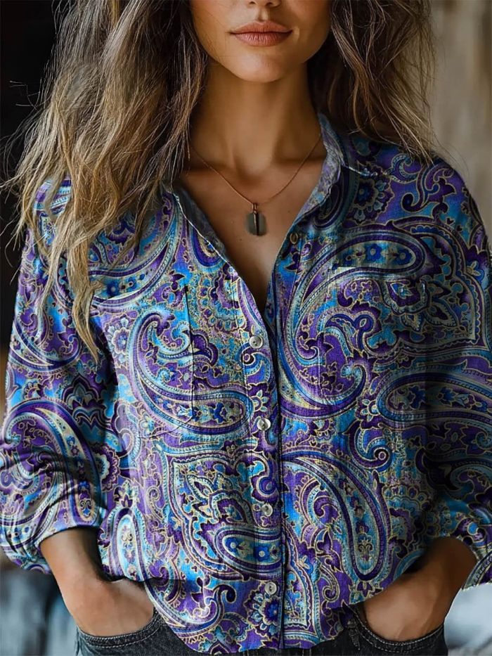 Ingrid™ | Vintage Paisley-Print Blouse