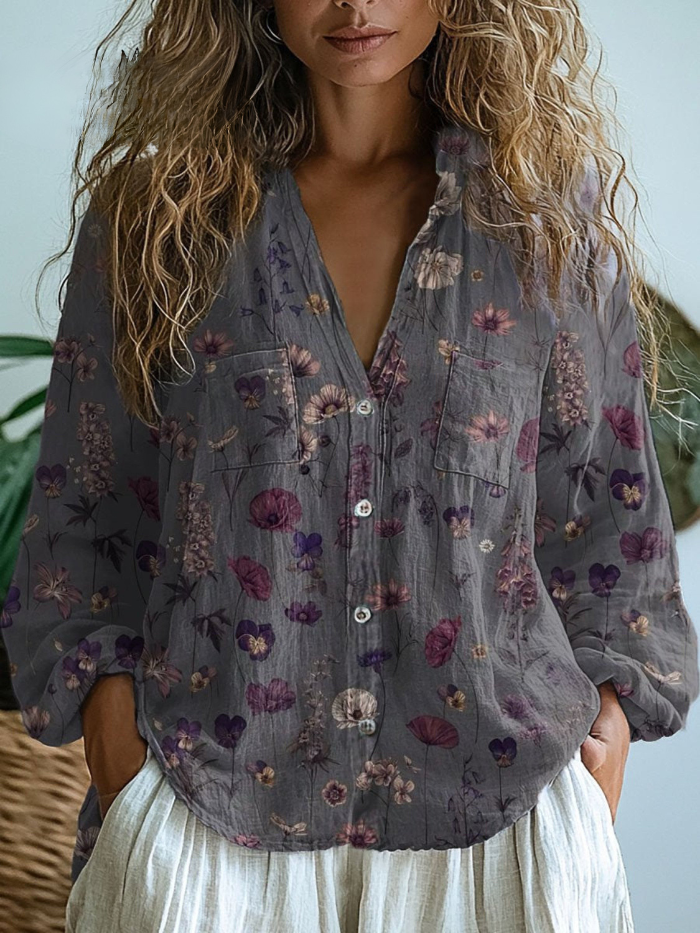 Lena™ | Vintage Floral-Print Blouse