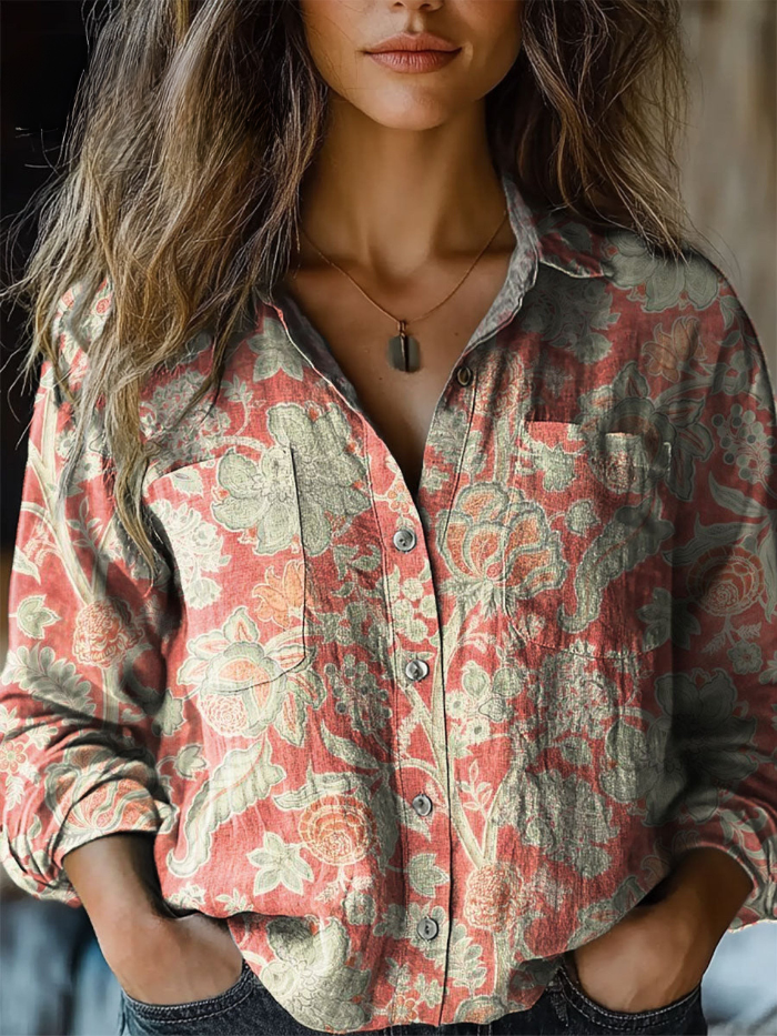 Klara™ | Vintage Floral-Print Blouse