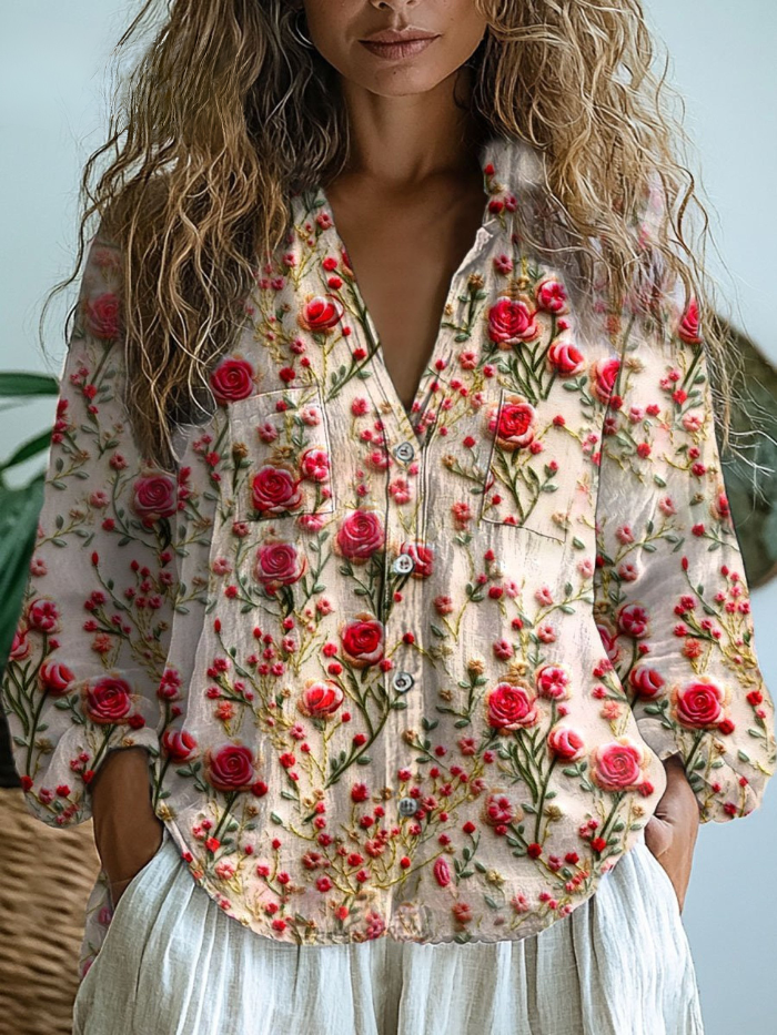 Karin™ | Vintage Floral-Print Blouse