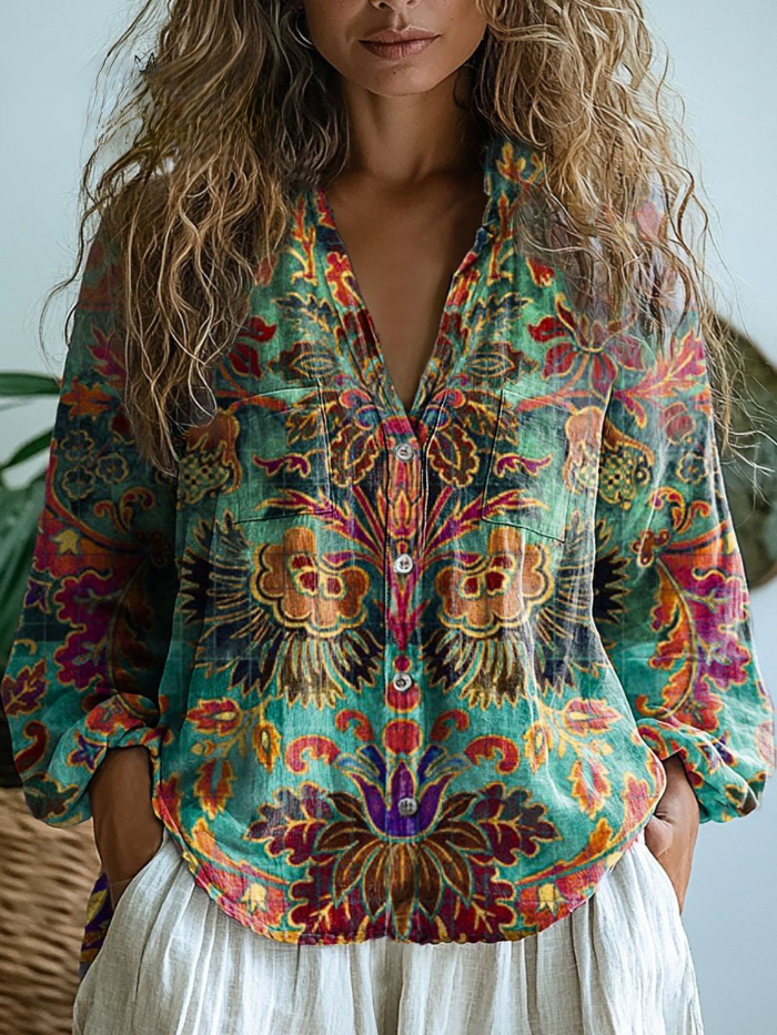 Agnes™ | Vintage Floral-Print Blouse