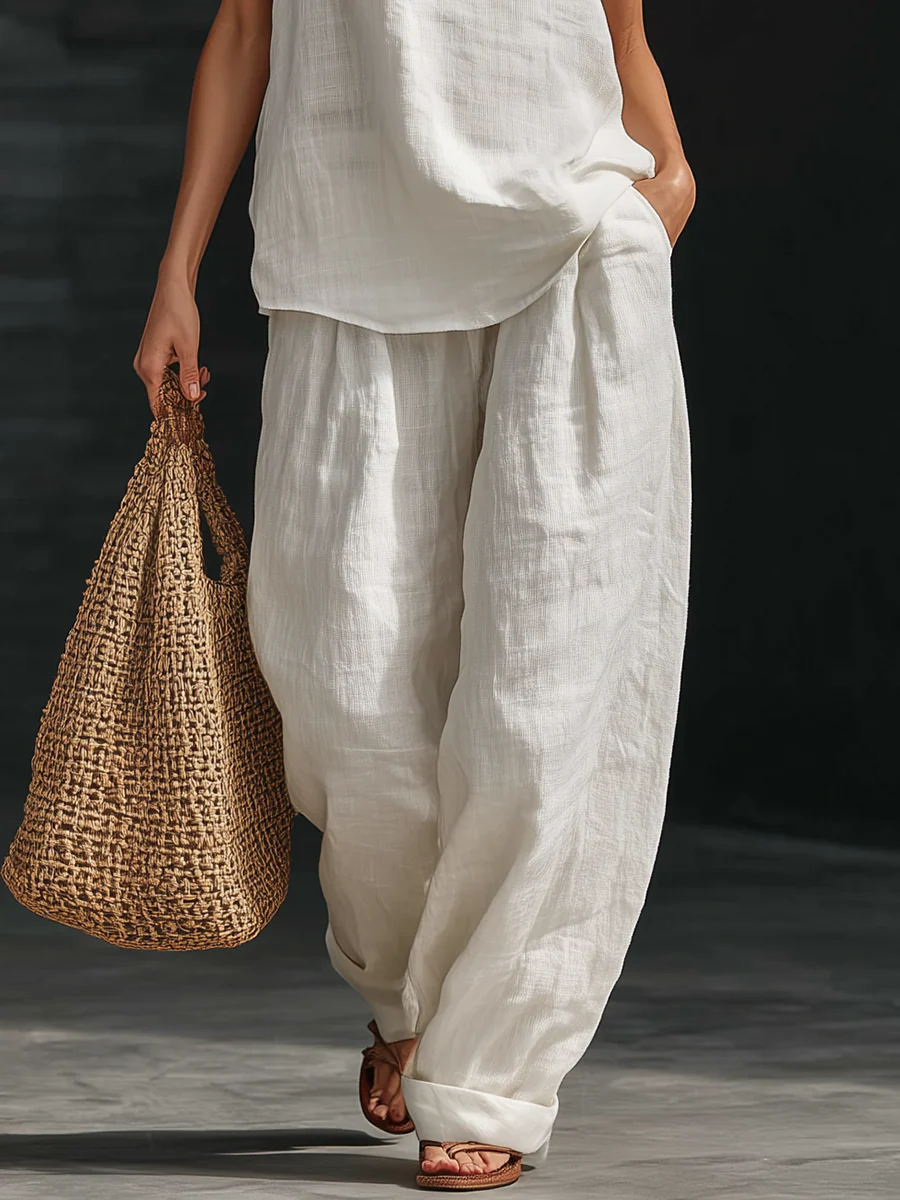Carlotta – Elegant Sleeveless Set with Wide-Leg Trousers
