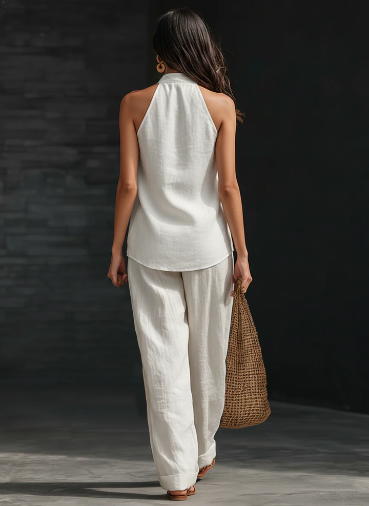 Carlotta – Elegant Sleeveless Set with Wide-Leg Trousers