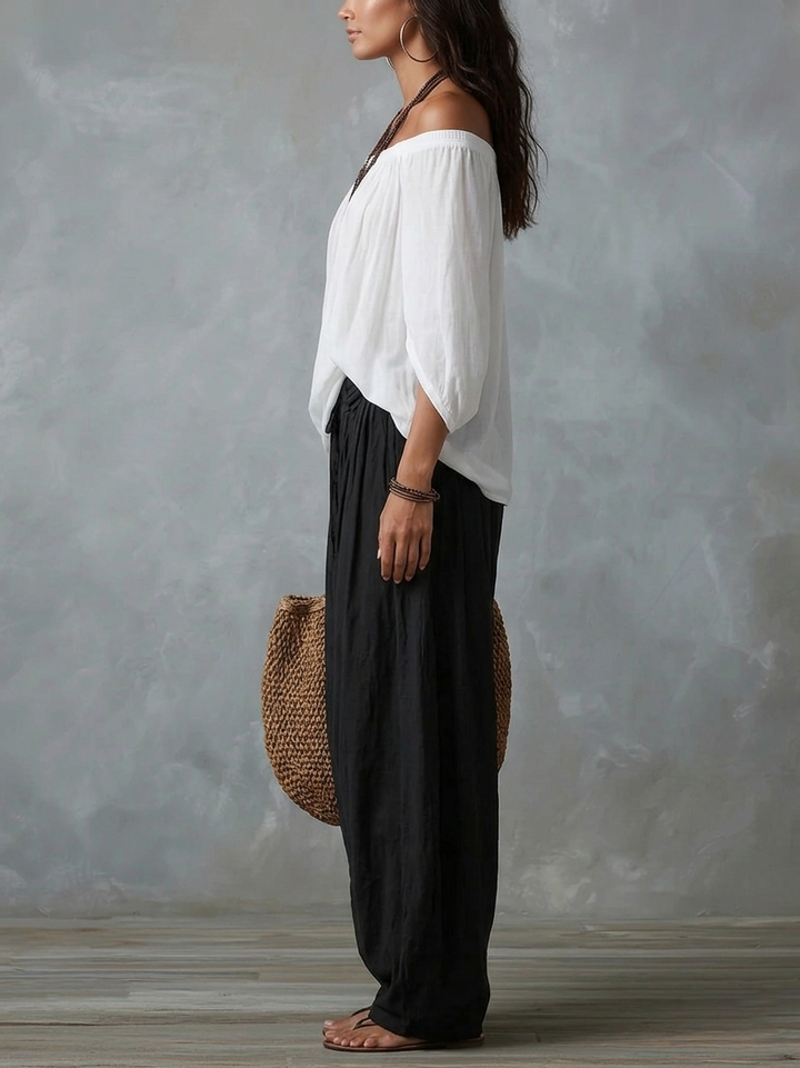Rosario™ | Off-Shoulder Top & Wide Lantern Pants Set