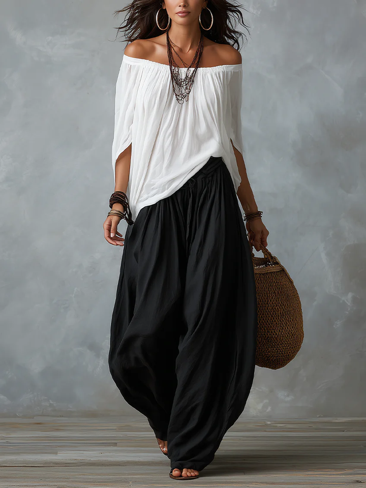 Rosario™ | Off-Shoulder Top & Wide Lantern Pants Set
