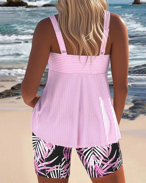 Daphne™ | Bright Ribbed Tankini Shorts
