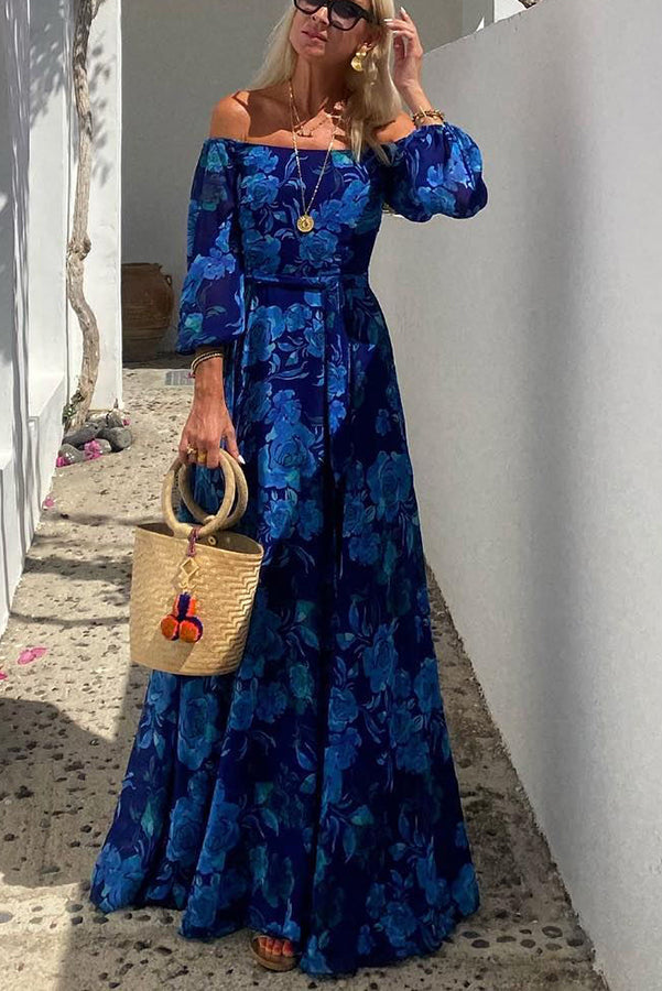 Cosette | Women's Wedding Guest Floral Off Shoulder Maxi Dress Evening
