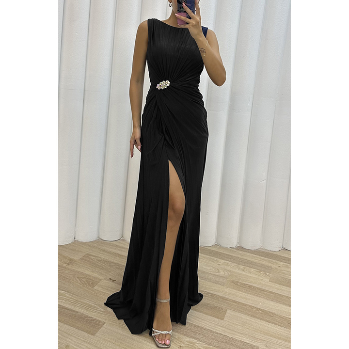 Freesia | Women's Wedding Guest Pleated Maxi Dress Evening