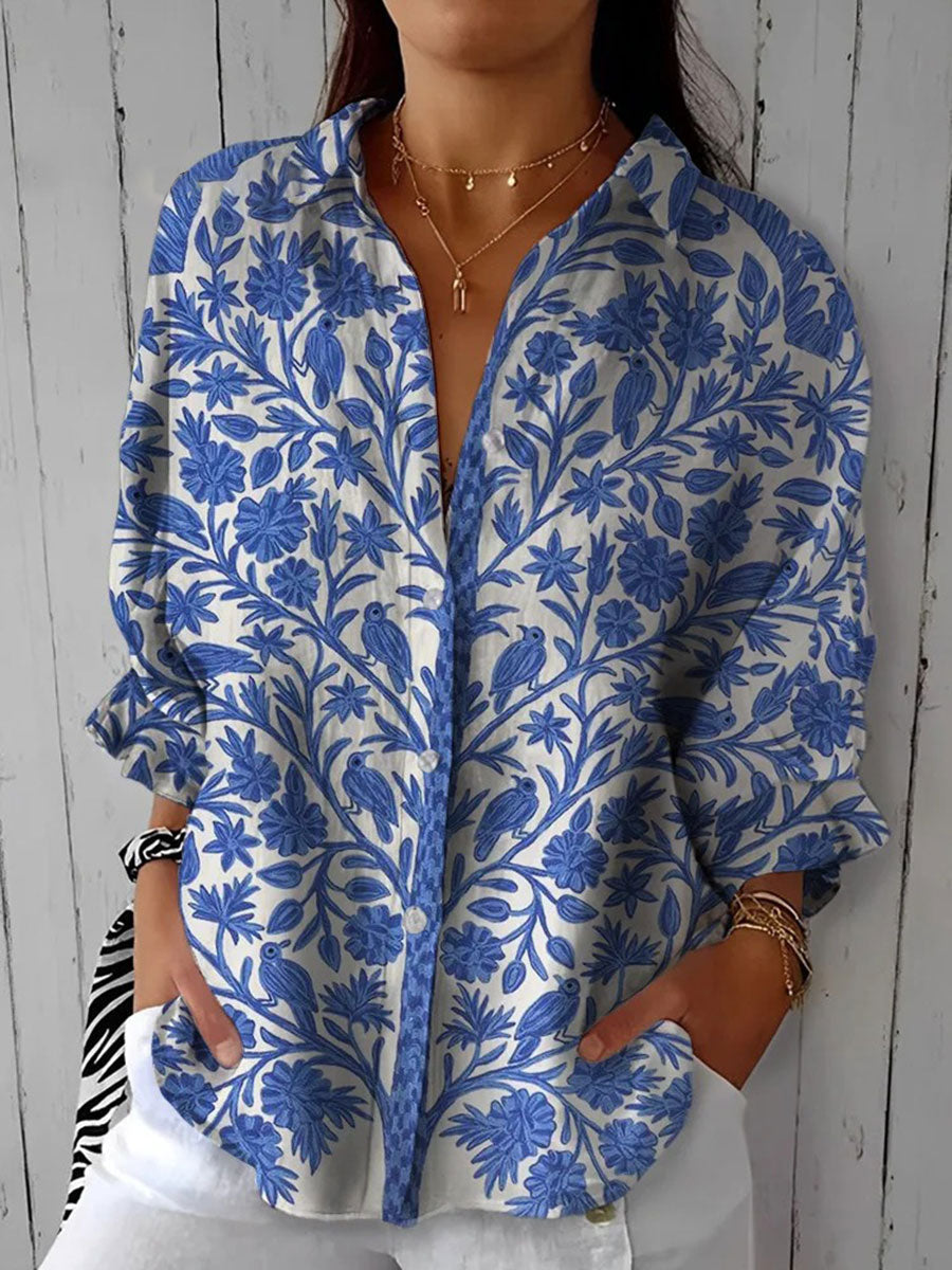 Vivienne – Blue Floral Blouse