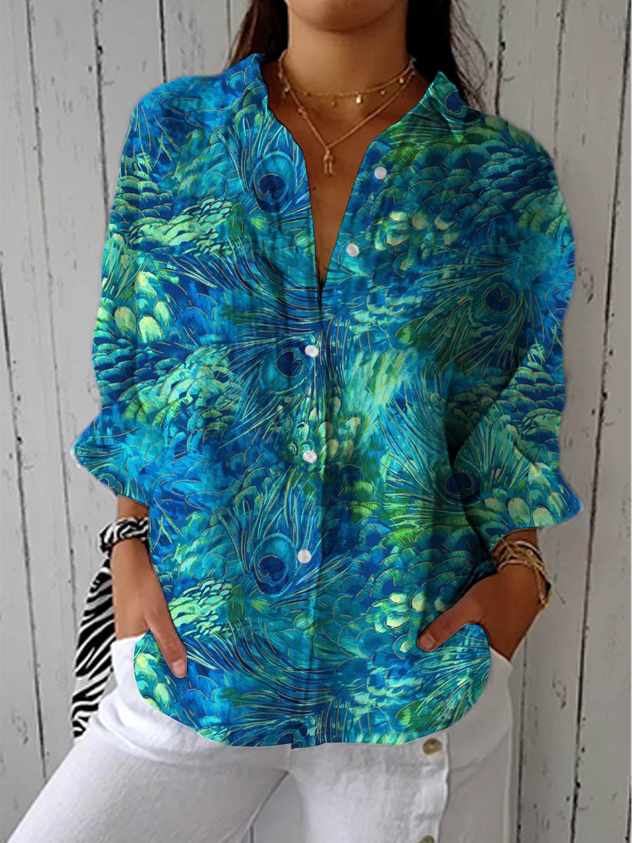 Patricia – Blue Nature Print Blouse