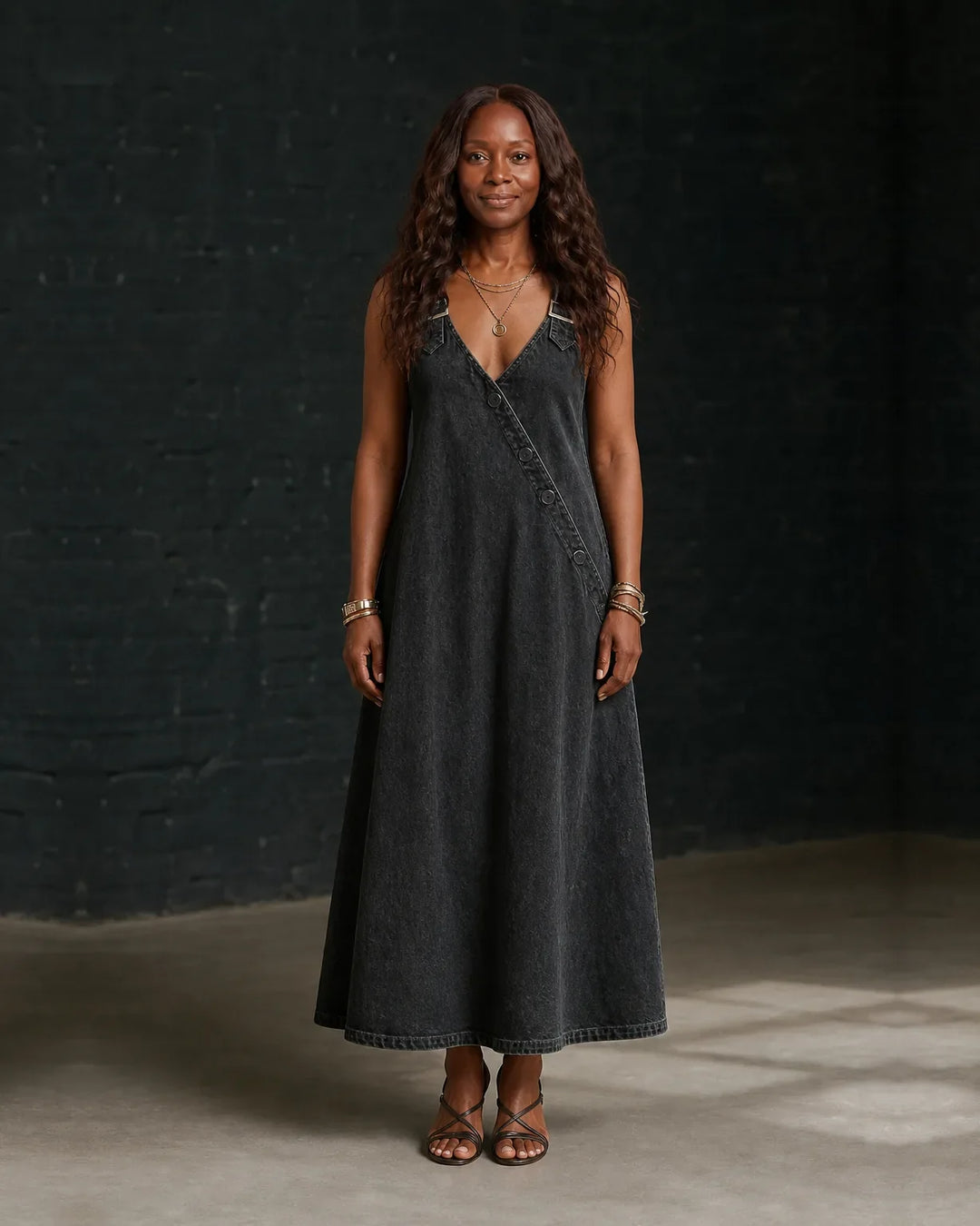 Bianca | Long Button-Through Denim Dress
