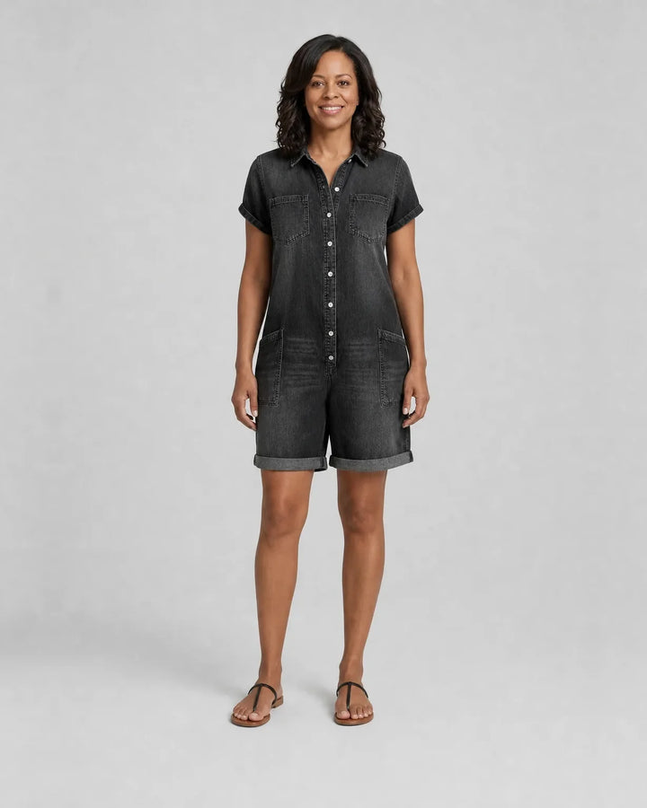 Jada | Short Vintage Denim-Look Overall