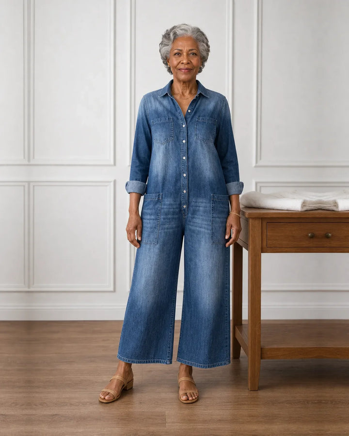 Imani | Vintage Washed Button-Through Denim Dress