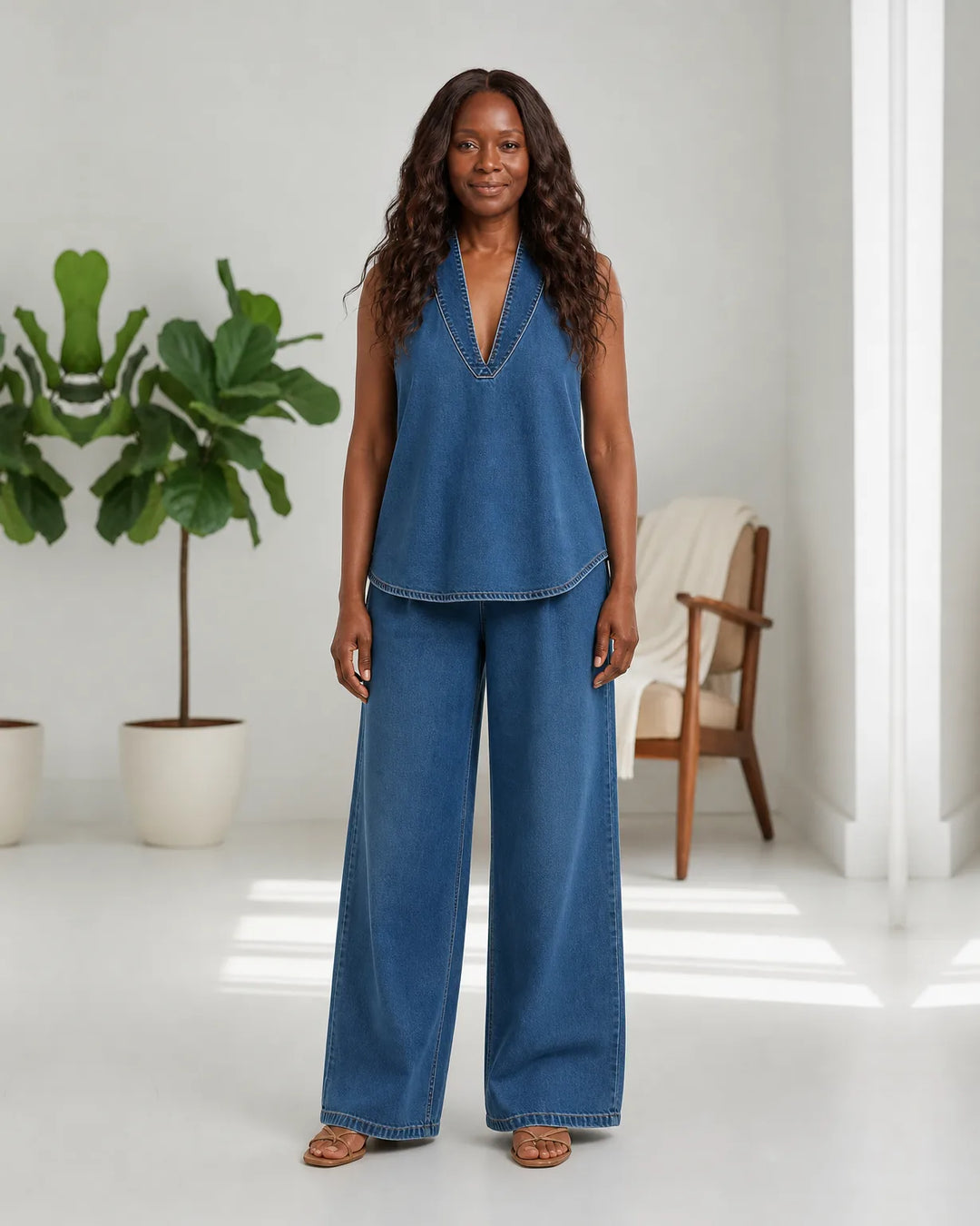 Destiny | Vintage Washed Soft Denim Two-Piece Set