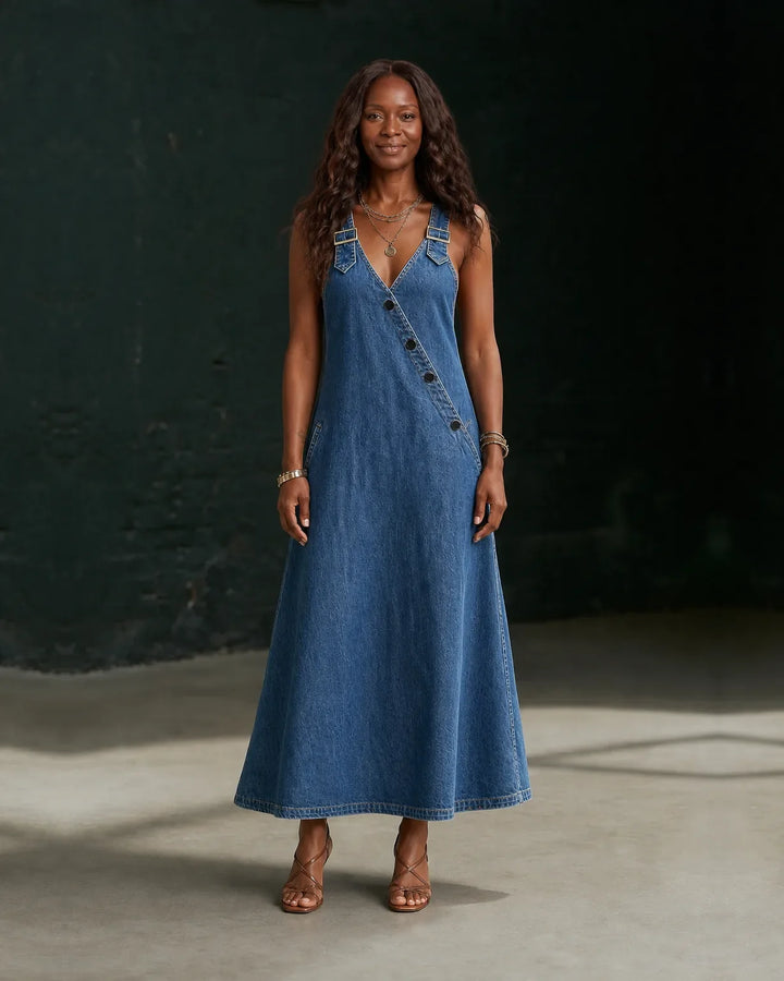 Bianca | Long Button-Through Denim Dress