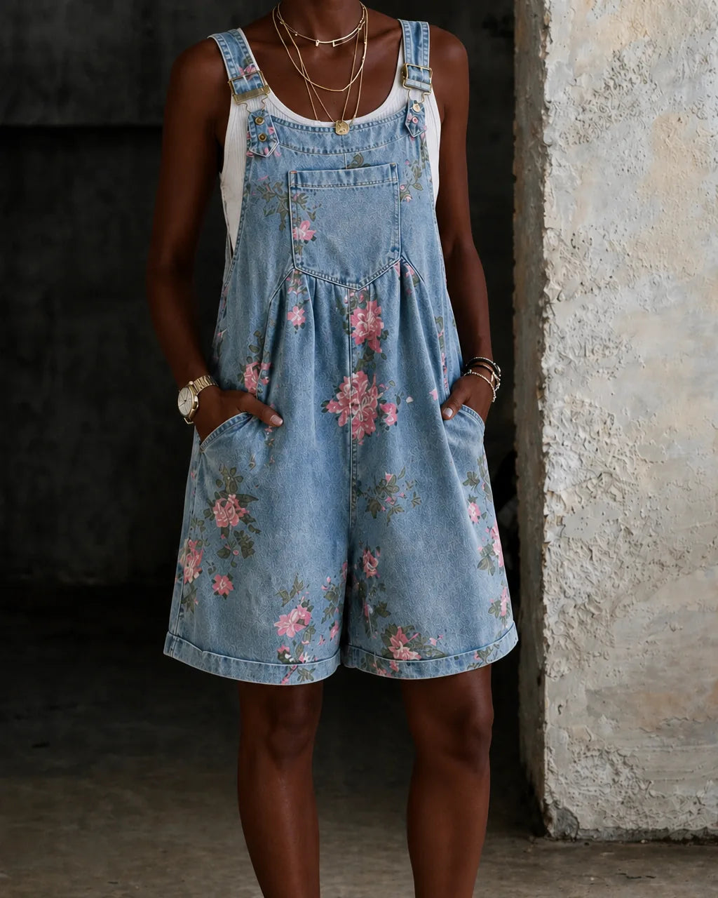 Margaux | Floral Denim Jumpsuit