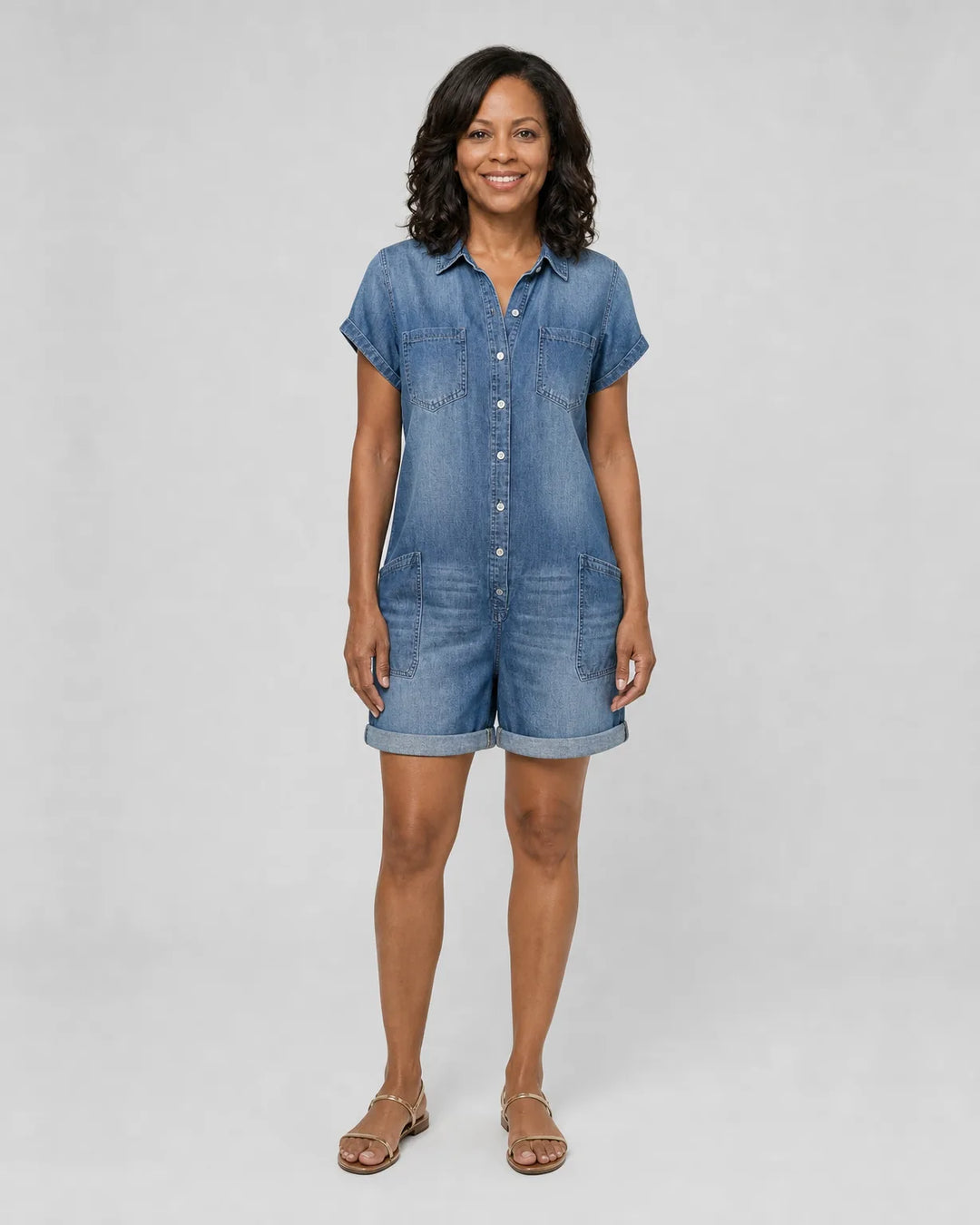 Jada | Short Vintage Denim-Look Overall
