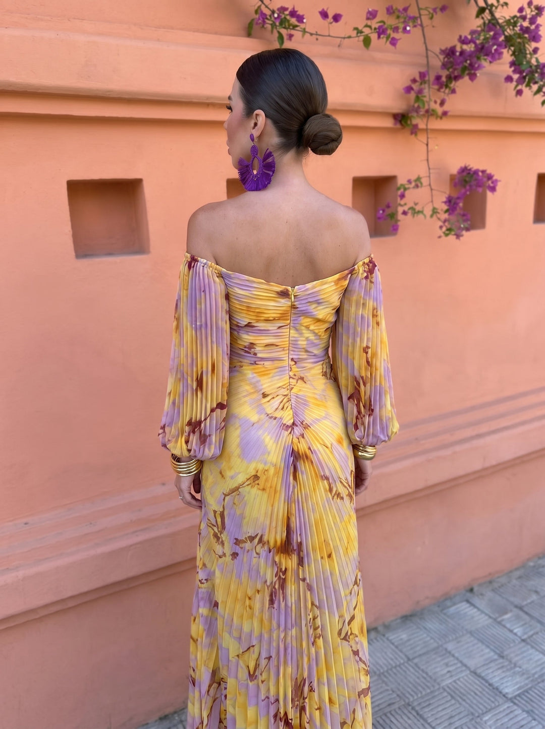 Gregoria™ | Long Floral Dress with Deep Neckline