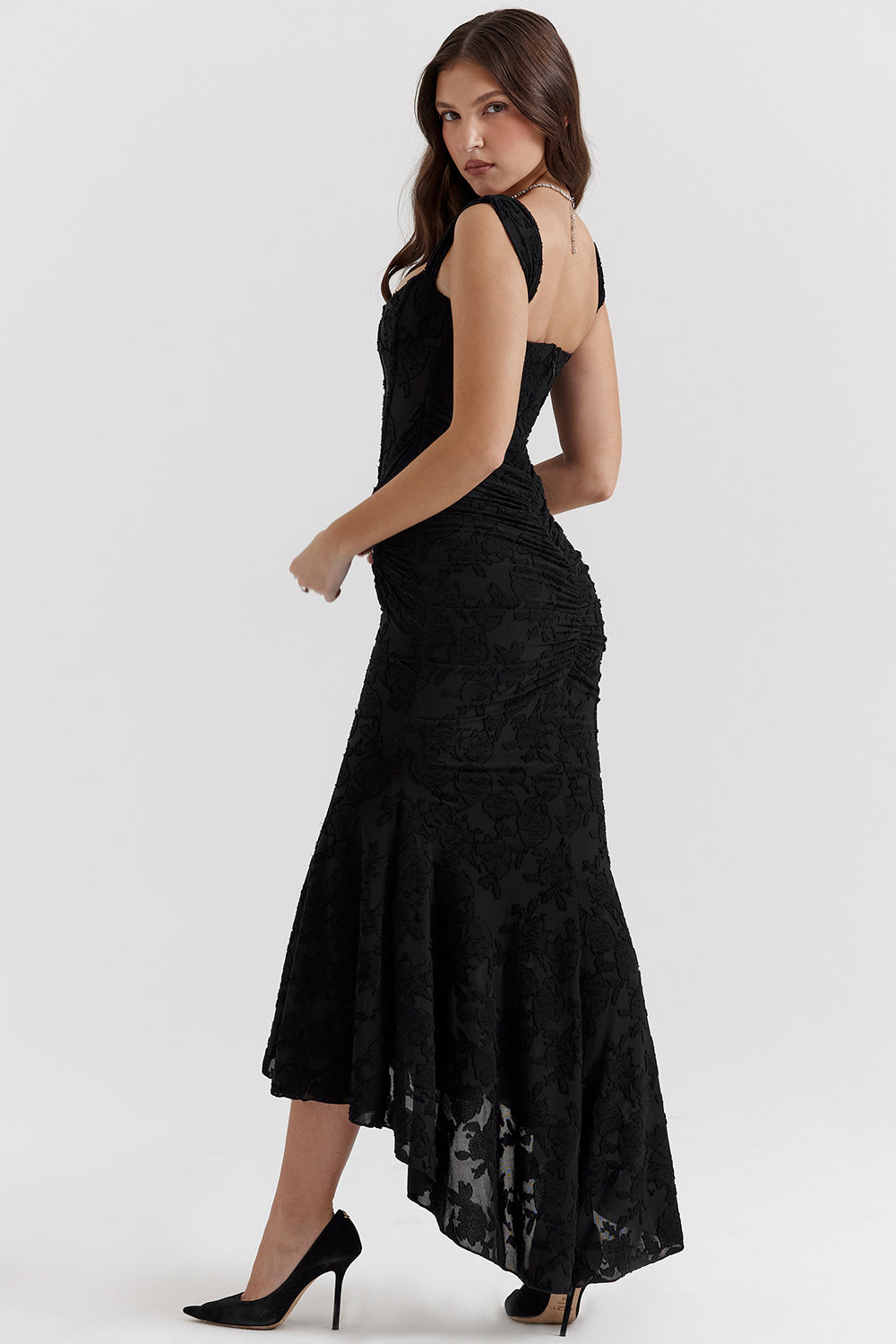 Charlotte | Women's Wedding Guest Lace Ruched Bodycon Dress Evening
