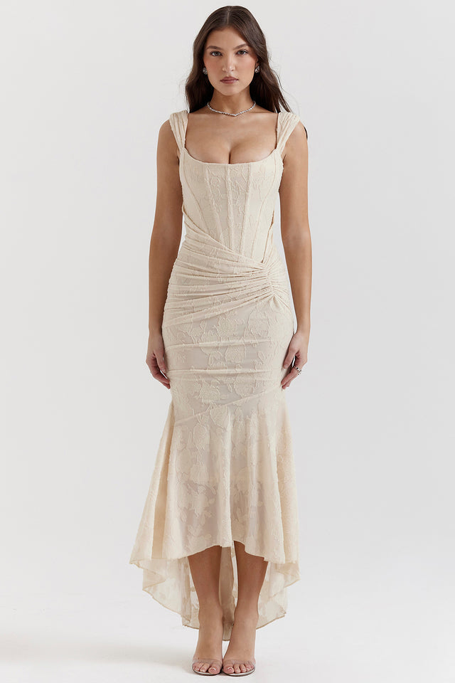 Charlotte | Women's Wedding Guest Lace Ruched Bodycon Dress Evening