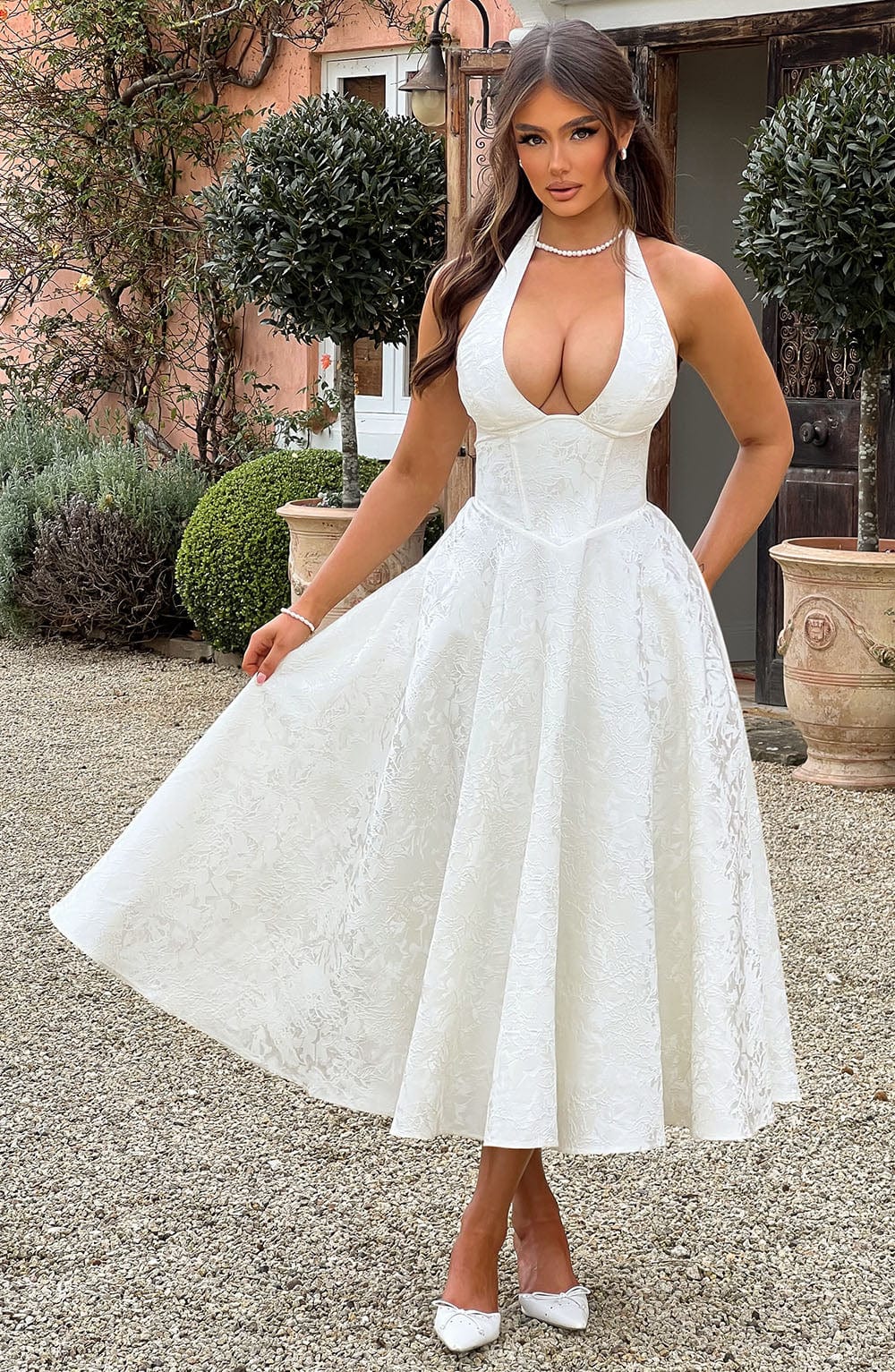 Caroline | Women's Wedding Guest Embellished V-Neck Dress
