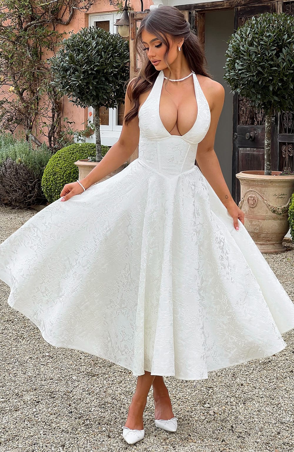 Caroline | Women's Wedding Guest Embellished V-Neck Dress